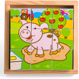 Bigjigs Toys Obrázkové kostky kubusy Zvířátka 9 kostek