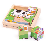 Bigjigs Toys Obrázkové kostky kubusy Zvířátka 9 kostek