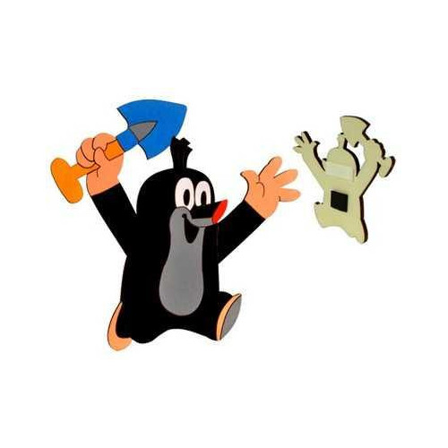 DoDo Dřevěná dekorační magnetka Krtek s lopatkou