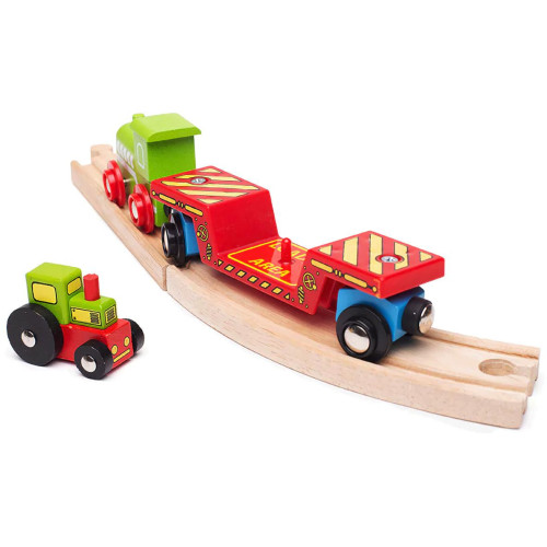 Bigjigs Rail Vagon s traktorem + 2 koleje