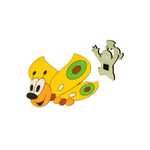 DoDo Dřevěná dekorační magnetka motýl žlutý