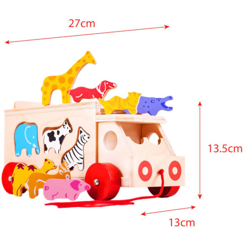Bigjigs Toys Dřevěné auto se zvířátky