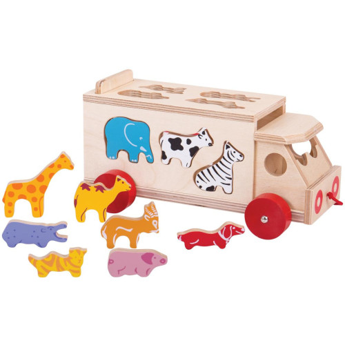 Bigjigs Toys Dřevěné auto se zvířátky