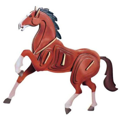 Woodcraft Dřevěné 3D puzzle Kůň barevný
