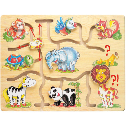 Bino Motorický labyrint Najdi hlavu zvířátka