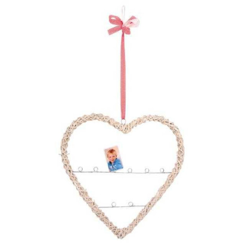 Small Foot Bytové dekorace proutěné srdce s držákem na fotografie