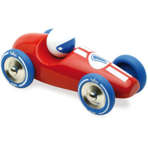 Vilac Závodní auto GM červené s modrými koly