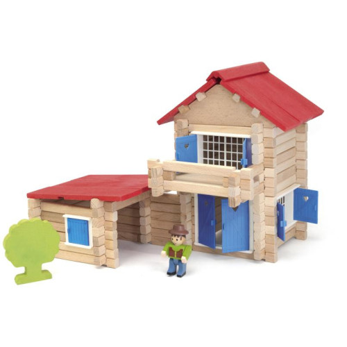 Jeujura Dřevěná stavebnice 140 dílků domeček