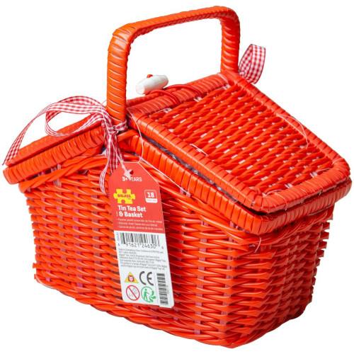 Bigjigs Toys Čajová puntíkovaná sada v piknikovém koši
