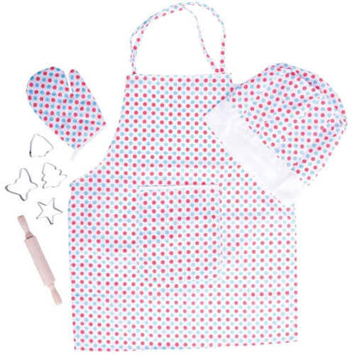 Bigjigs Toys Kuchařský set se zástěrou s puntíky