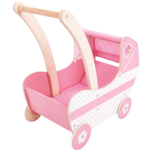 Bigjigs Toys Dřevěný kočárek pro panenky