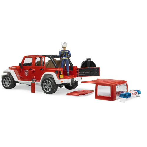 Bruder Červený požární JEEP WRANGLER s figurkou a příslušenstvím