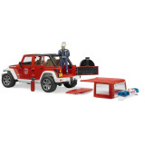 Bruder Červený požární JEEP WRANGLER s figurkou a příslušenstvím