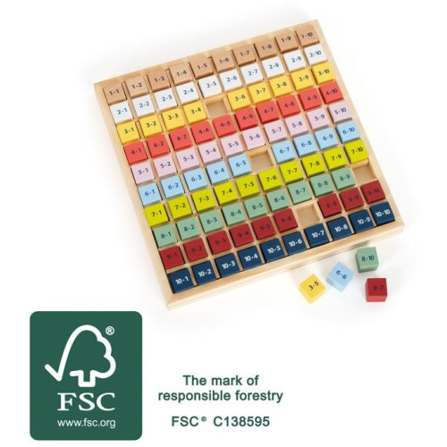 Small Foot Dřevěná vzdělávácí tabulka násobilka