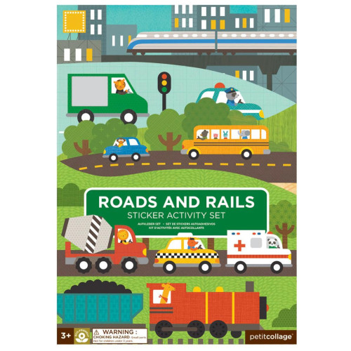 Petitcollage Znovupoužitelné samolepky se scénou Auta a stroje