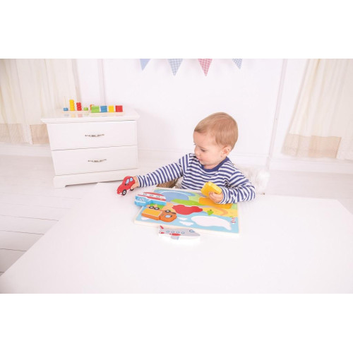 Bigjigs Toys Vkládací puzzle dopravní prostředky