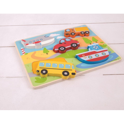 Bigjigs Toys Vkládací puzzle dopravní prostředky