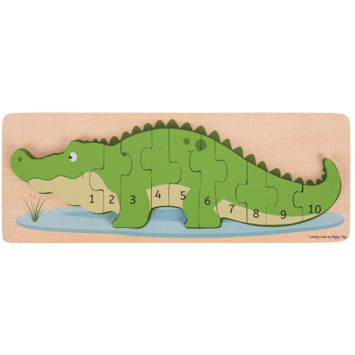 Bigjigs Toys Vkládací puzzle krokodýl s čísly