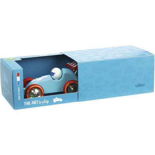 Vilac Tahací závodní auto tyrkysové s červeným křídlem