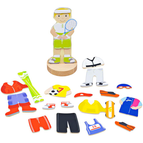 Bigjigs Toys Magnetické oblékací puzzle sportovní aktivity
