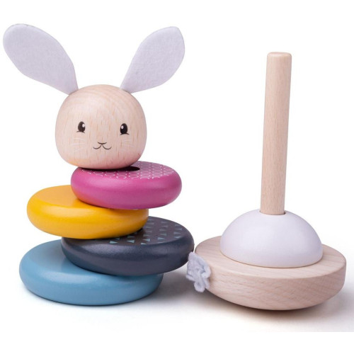 Bigjigs Baby Dřevěná motorická nasazovací věž králíček