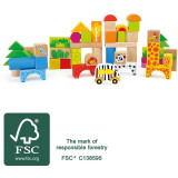 Small Foot Dřevěné zoo stavební kostky 50 ks