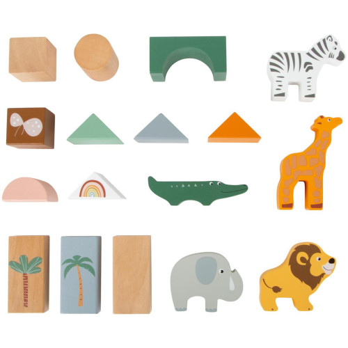 small foot Dřevěné stavební kostky Safari 50 ks