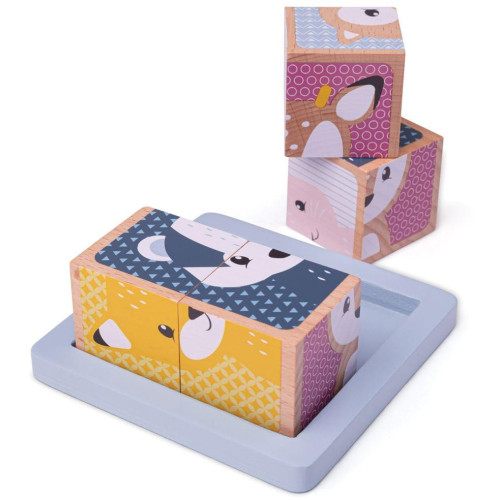 Bigjigs Baby Dřevěné kostky Woodland