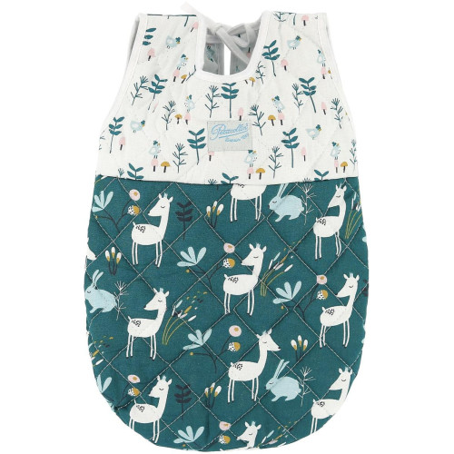 Petitcollin Spací vak zeleno-bílý (pro panenku 36 – 40 cm)