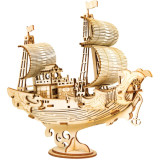 RoboTime dřevěné 3D puzzle Japonská plachetnice