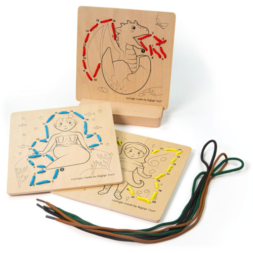 Bigjigs Toys Provlékání podle čísel Pohádky