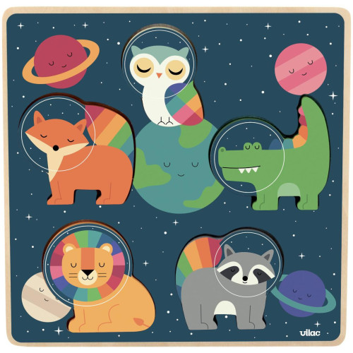 Vilac Vkládací puzzle Zvířecí astronauti