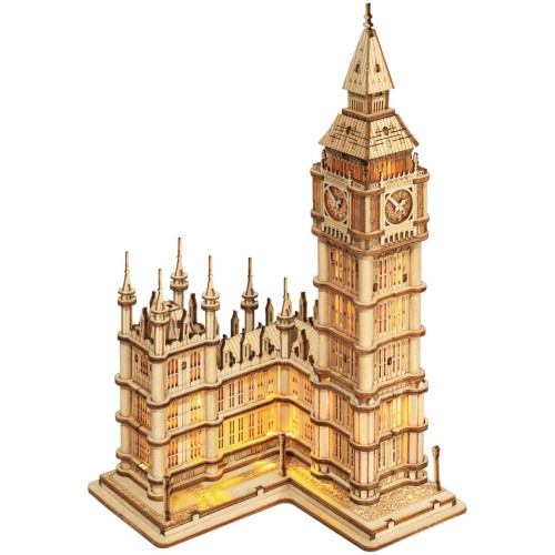 RoboTime dřevěné 3D puzzle hodinová věž Big Ben svítící