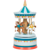 Small Foot Hrací skříňka koníčkový kolotoč modrý