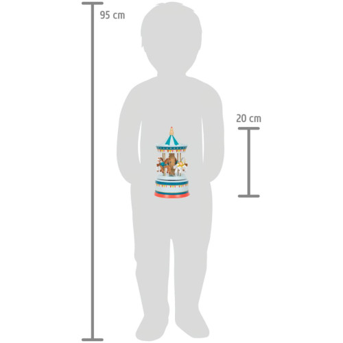 small foot Hrací skříňka koníčkový kolotoč modrý