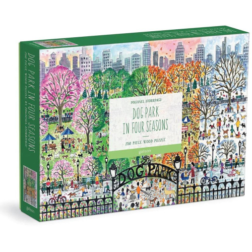 Galison Dřevěné puzzle Psí park 4 roční období 250 dílků