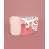 Doudou Dárková sada šťastný králíček pléd a růžový muchláček