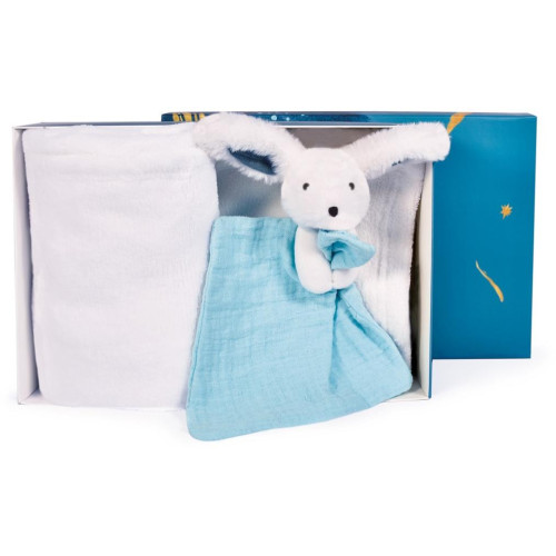 Doudou Dárková sada šťastný králíček pléd a modrý usínáček