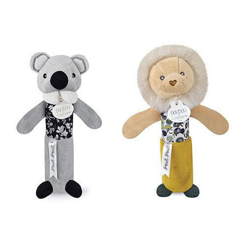 Doudou Chrastítko pískací 17 cm 1 ks lev