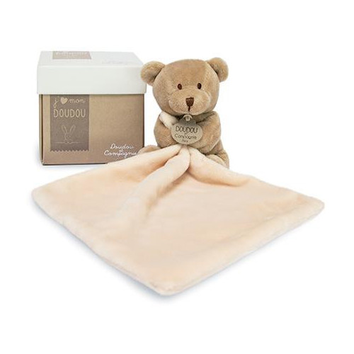 Doudou Dárková sada - medvídek s muchláčkem 10 cm