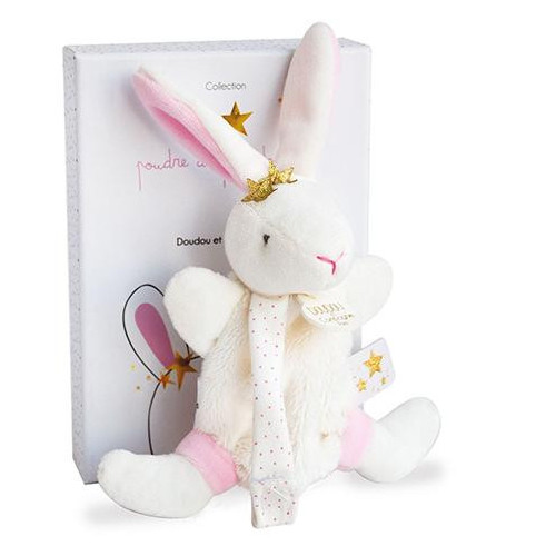 Doudou Dárková sada - Hračka s úchytem na dudlík králíček 15 cm