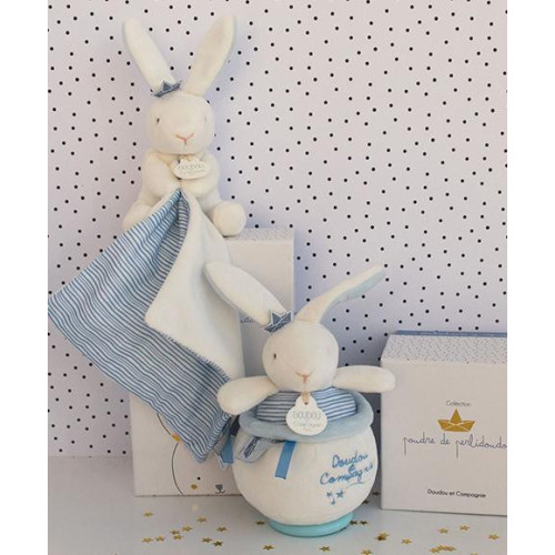 Doudou Dárková sada - králíček námořník s muchláčkem 10 cm