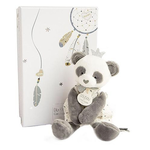 Doudou Dárková sada - plyšová hračka panda s dečkou 20 cm