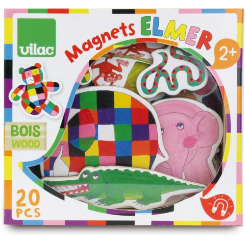 Vilac Dřevěné magnetky slon Elmer 20ks