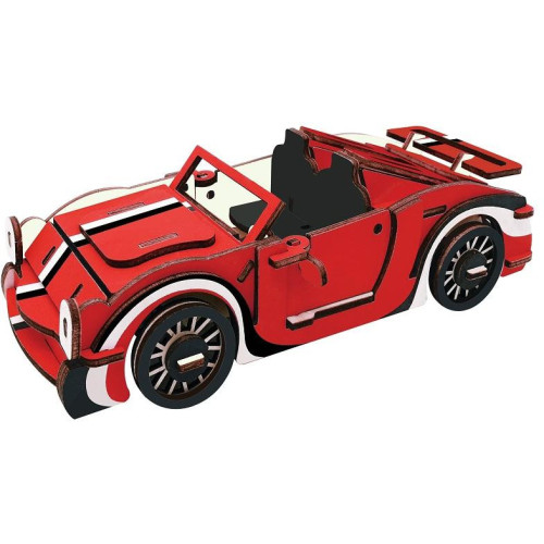 Woodcraft Dřevěné 3D puzzle Červený kabriolet