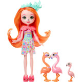 Mattel Enchantimals Sunshine Beach rodinka - Florinda Flamingo s rodinkou plameňáků
