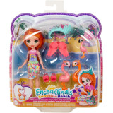 Mattel Enchantimals Sunshine Beach rodinka - Florinda Flamingo s rodinkou plameňáků