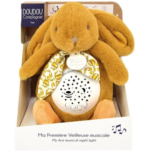 Doudou Hrací skříňka s projekcí Králíček hořčicově žlutý