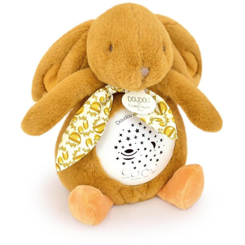 Doudou Hrací skříňka s projekcí Králíček hořčicově žlutý