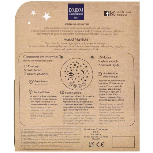 Doudou Hrací skříňka s projekcí Králíček hořčicově žlutý